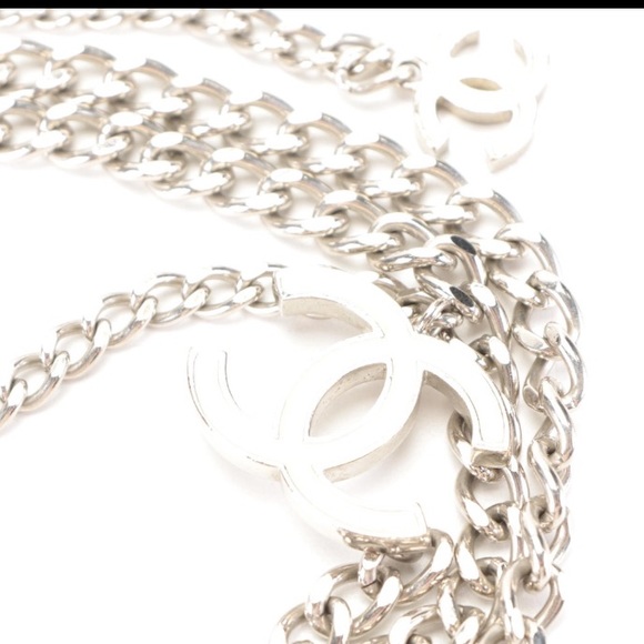 Chanel iconic motiv cc charm chain link silver belt. - Picture 3 of 8